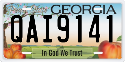 GA license plate QAI9141