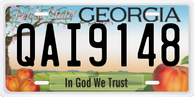 GA license plate QAI9148