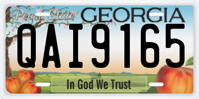GA license plate QAI9165