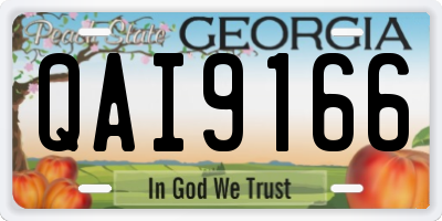 GA license plate QAI9166