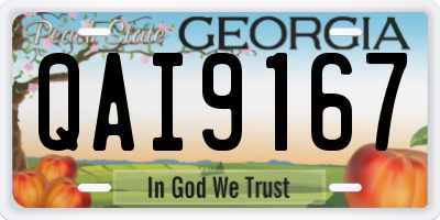 GA license plate QAI9167
