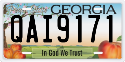 GA license plate QAI9171