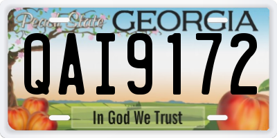 GA license plate QAI9172