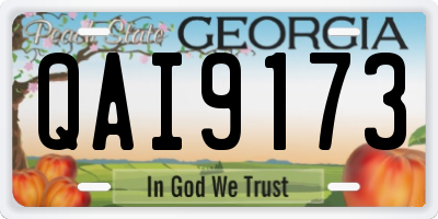 GA license plate QAI9173