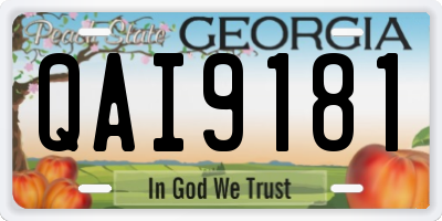 GA license plate QAI9181