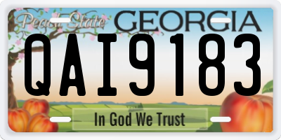 GA license plate QAI9183