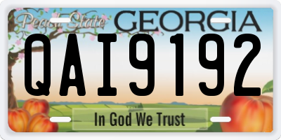 GA license plate QAI9192