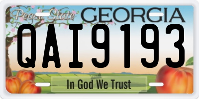 GA license plate QAI9193