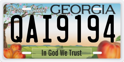 GA license plate QAI9194