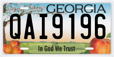 GA license plate QAI9196