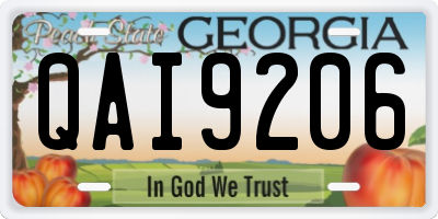 GA license plate QAI9206