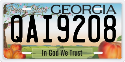 GA license plate QAI9208
