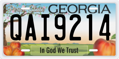 GA license plate QAI9214
