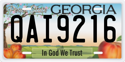 GA license plate QAI9216