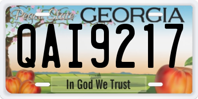 GA license plate QAI9217
