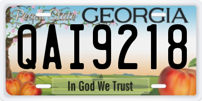 GA license plate QAI9218