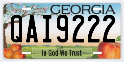 GA license plate QAI9222