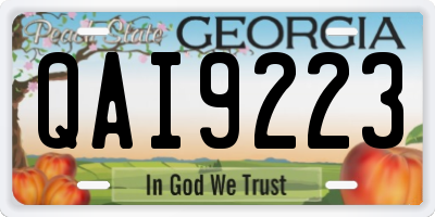 GA license plate QAI9223