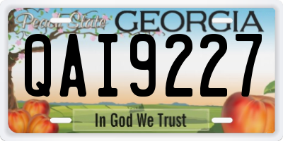 GA license plate QAI9227