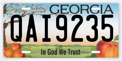 GA license plate QAI9235