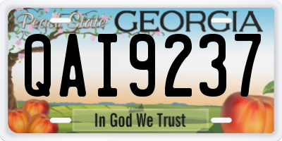 GA license plate QAI9237