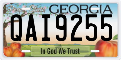GA license plate QAI9255