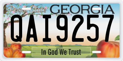 GA license plate QAI9257
