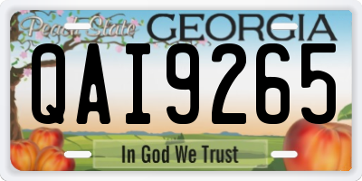 GA license plate QAI9265