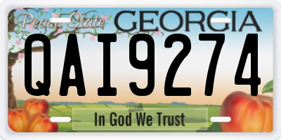 GA license plate QAI9274