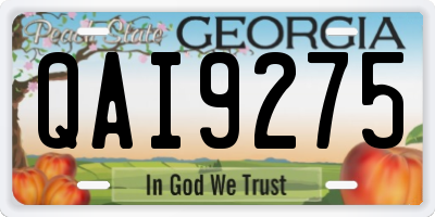 GA license plate QAI9275