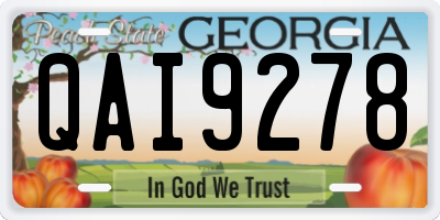 GA license plate QAI9278