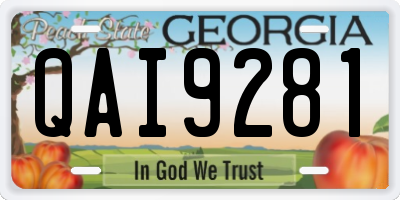 GA license plate QAI9281