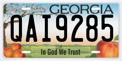 GA license plate QAI9285