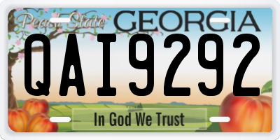 GA license plate QAI9292