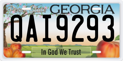 GA license plate QAI9293