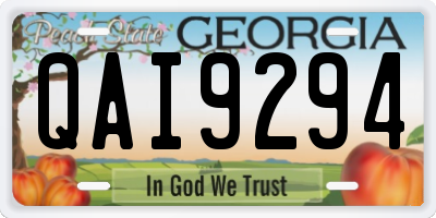 GA license plate QAI9294