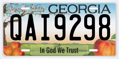 GA license plate QAI9298
