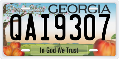 GA license plate QAI9307