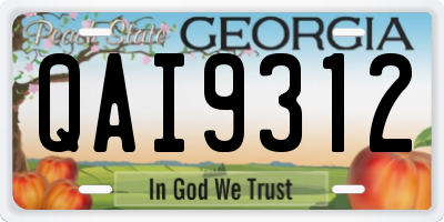 GA license plate QAI9312