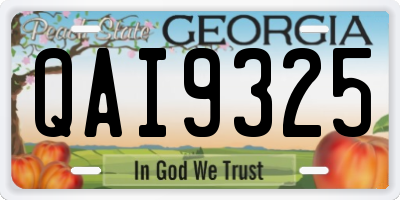 GA license plate QAI9325