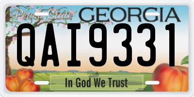 GA license plate QAI9331