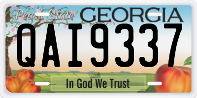 GA license plate QAI9337