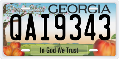 GA license plate QAI9343