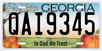 GA license plate QAI9345