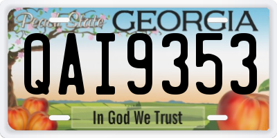GA license plate QAI9353