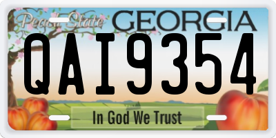 GA license plate QAI9354