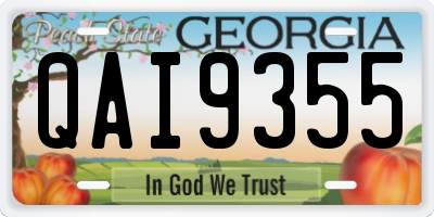GA license plate QAI9355
