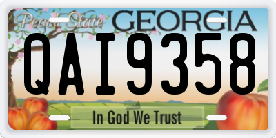 GA license plate QAI9358