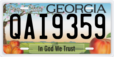 GA license plate QAI9359