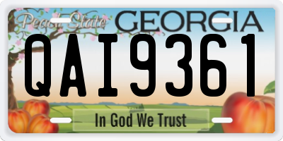 GA license plate QAI9361